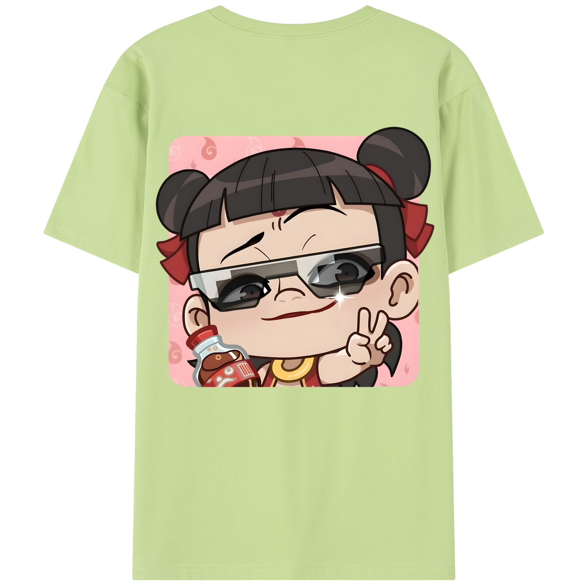 （画像用） Ne Zha 2 ナタ 魔童の大暴れ 綿100％半袖Tシャツ（背面プリント）